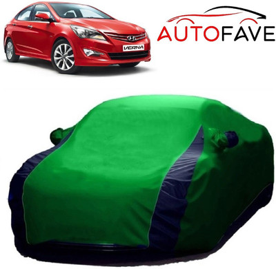 AutoFave Car Cover For Hyundai Fluidic Verna 4S (With Mirror Pockets)(Green)