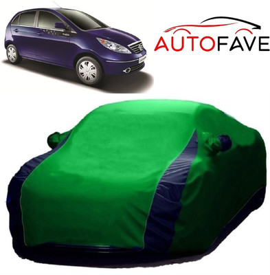 AutoFave Car Cover For Tata Vista Tech (With Mirror Pockets)(Green, Blue)