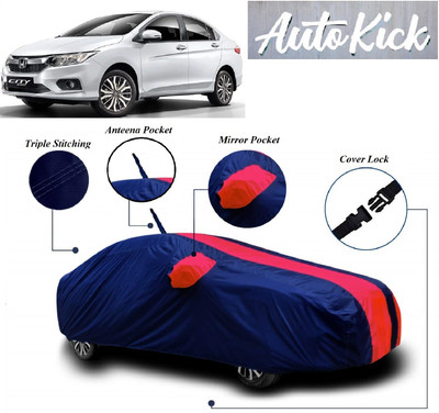 AutoKick Car Cover For Honda City i-Vtec (With Mirror Pockets)(Red, Blue)