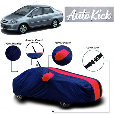 AutoKick Car Cover For Honda City ZX (With Mirror Pockets)(Red, Blue)