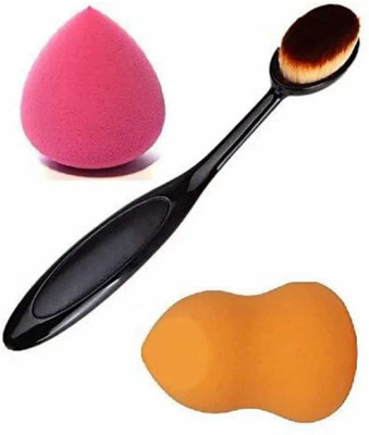 Plethora Oval Shape Makeup Foundation Brush & 2 Pcs Makeup Spounge(3 Items in the set)