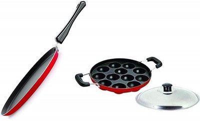 Masox Store Combo 2 Pcs Set of Crispy Dosa Tawa & Appam pan,Paniarakkal Pan,Paddu Maker Non-Stick Coated Cookware Set(Aluminium, 3 - Piece)