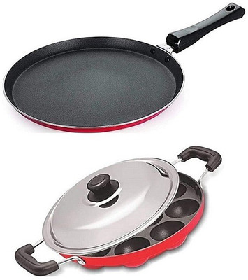 HM EVOTEK Combo 2 Pcs Set of Crispy Dosa Tawa & Appam pan ,paniyaram Pan, Cookware Set Non-Stick Coated Cookware Set(Aluminium, 1 - Piece)