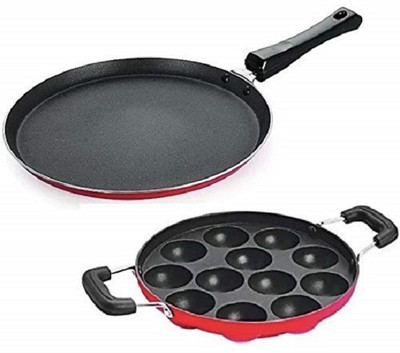vijee Combo 2 Pcs Set of Crispy Dosa Tawa & Appam pan,Paniarakkal Pan,Paddu Maker,Ponganal Maker,paniyaram Pan, Cookware Set Non-Stick Coated Cookware Set(Aluminium, 2 - Piece)