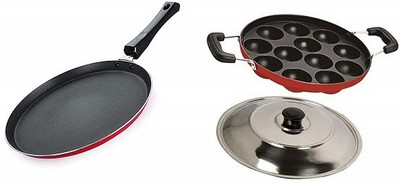 RBGIIT Combo 2 Pcs Set of Crispy Dosa Tawa & Appam pan Cookware Set Non-Stick Coated Cookware Set(Aluminium, 2 - Piece)
