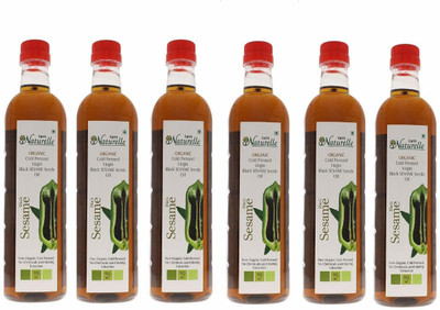 Farm Naturelle 6 Organic Black Sesame Seed Oil-(6 x 915 ML) Sesame Gingelly Til Cooking Oil (Cold Pressed Virgin Kachi Ghani) Sesame Oil Plastic Bottle(6 x 915 ml)