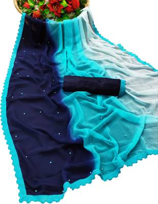 Georgette Embellished, Color Block Salwar Suit Material  (Unstitched)