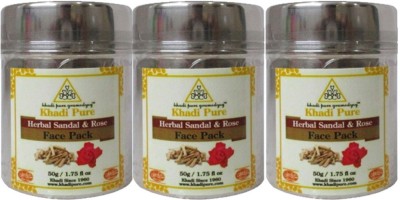 khadi pur e Sandal & Rose Face Pack - 50g (Set of 3)(150 g)