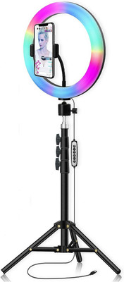 Webilla 10 inch Led RGB Color Selfie Ring Light with 7 Feet Tripod Stand, Light with Cool Warm Mix Light, Led Circle Light for YouTube Video Live Stream Makeup Light Compatible with All Smartphones Ring Flash(White)
