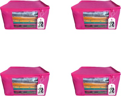 Adwitiya Plain Large Nonwoven Multipurpose Garments Cover Set of 4(Pink)