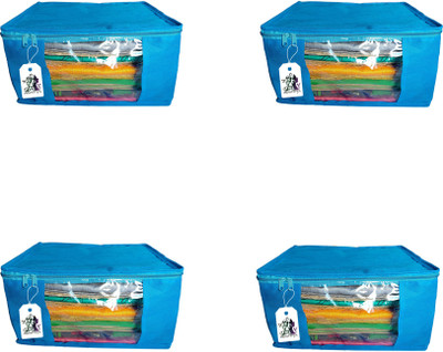 Adwitiya Plain Large Nonwoven Multipurpose Garments Cover Set of 4(Blue)