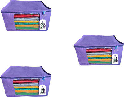 Adwitiya Plain Large Nonwoven Multipurpose Garments Cover Set of 3(Purple)