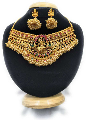 PBM CREATIONS Copper Gold-plated Gold Jewellery Set(Pack of 1)