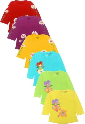 babeezworld Baby Girls Casual Pure Cotton Full Sleeve Top(Multicolor, Pack of 6)