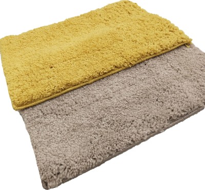 Magic Home Microfiber Bathroom Mat(Yellow Beige, Medium)