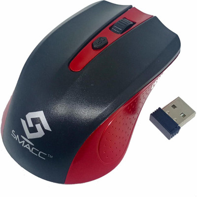 Smacc Wireless Mouse, 2.4Ghz with USB Nano Receiver, 1200 DPI Optical Tracking Mice for PC Desktop Laptop Notebook etc (Red/Black) Wireless Ambidextrous Optical  Gaming Mouse(USB 2.0, Red, Black)