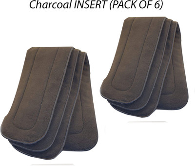 Pagwin 5 Layer bamboo charcoal Inserts Liners Natures Cloth Diaper Liner, Wetfree Reusable Washable Cotton Diaper Nappy Inserts for Baby Cloth Diapers Liners (Pack of 6)
