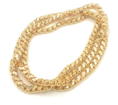 Anujeet Fashion Hub Gold Plated Fashion Jewellery Traditional Covering Gold Finish Long Leaf S-Cutting Chain for Men/ Women /Boys /Girls Gold-plated Plated Copper Chain