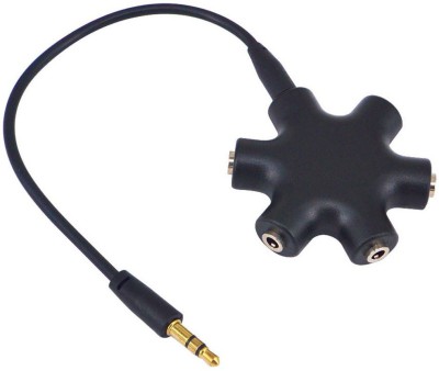 TrustShip Black 6 Port Rockstar Black Color Multipurpose Headphone 3.5mm Jack Audio Splitter 0.1 mm AUX Cable For Compatible With Mobile, Laptop, Tablet, Computer. Phone Converter Phone Converter(Android & iOS)