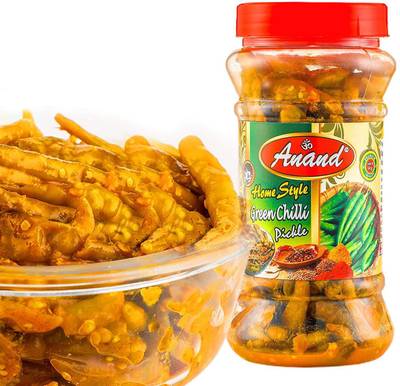 Anand Green Chilli Pickle Homemade Mirchi ka Achar, Natural Ingredients,Less Mustard Oil (400Grams) Green Chilli Pickle