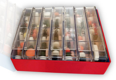 FLOVEIN 4 TIMES DAILY FOR 1 WEEK WEEKLY (7 DAYS) 4 TIMES DAILY MEDICINE ORGANIZER RED Pill Box(Red)