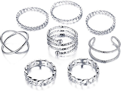 YouBella Valentine Gift Jewellery Rings Alloy Silver Plated Ring Set
