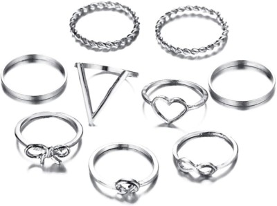 YouBella Valentine Gift Jewellery Rings Alloy Silver Plated Ring Set