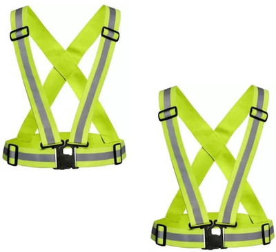 HM EVOTEK High Visibility Protective Safety Reflective Vest Belt Jacket J-6 Safety Jacket(green, Black)