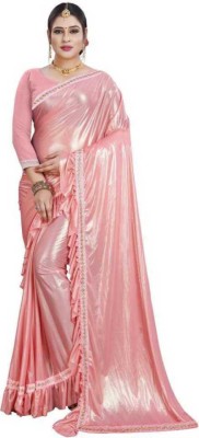 Wamsi Striped Bollywood Lycra Blend Saree(Pink)