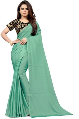 Nefrican Solid/Plain Bollywood Art Silk Saree(Light Green)