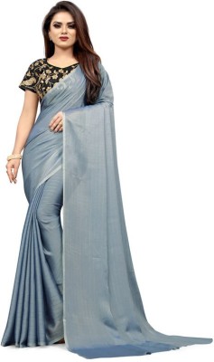 Taboody Empire Solid/Plain Bollywood Art Silk Saree(Grey)