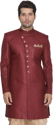 VM Men Solid Flared Kurta(Maroon)