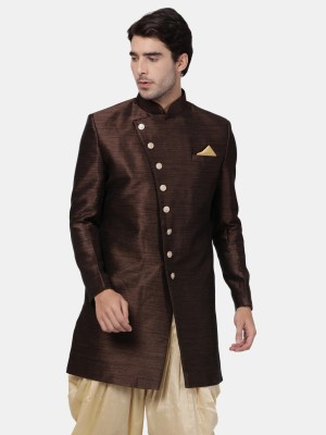 VM Men Solid A-line Kurta(Brown)