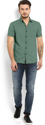 VTEXX Men Solid Casual Light Green Shirt