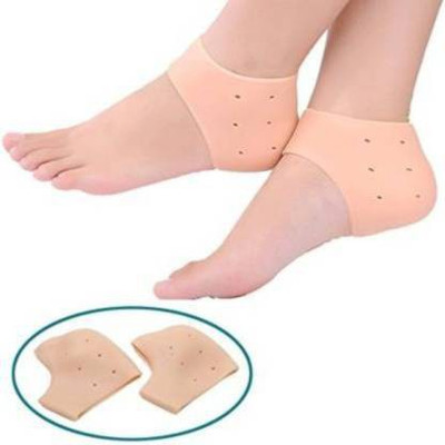 Velish Heel Protector Anti Crack Pad Socks One Pair (Orange) Heel Support (Orange) Heel Support