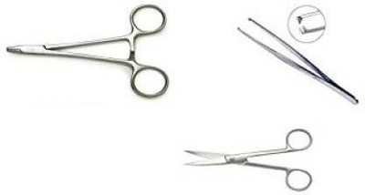 Universal Suturing Set of 3 Pieces(Needle Holder,Dissecting Forceps and iris Scissor) Suturing Forceps Suturing Forceps