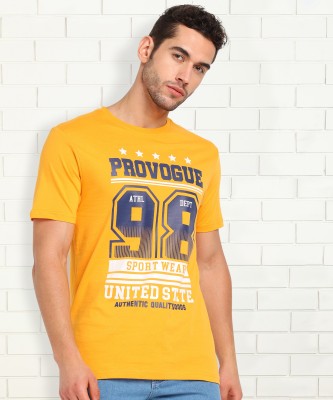 PROVOGUE Graphic Print Men Round Neck Yellow T-Shirt