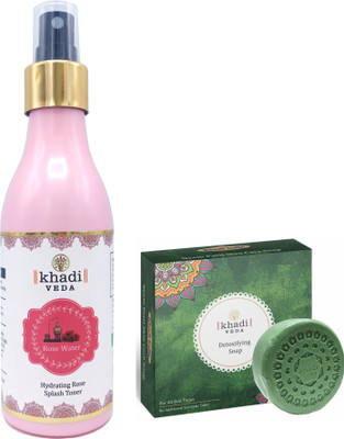 khadi veda Rose water 200 ml And Neem Patti skin care soap 100gm Combo. Men & Women(400 ml)