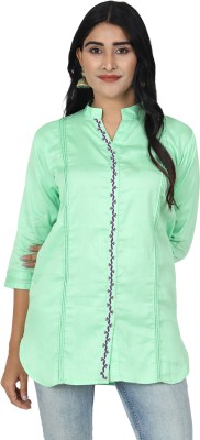 SAWARIYA-G Casual 3/4 Sleeve Solid Women Light Green Top