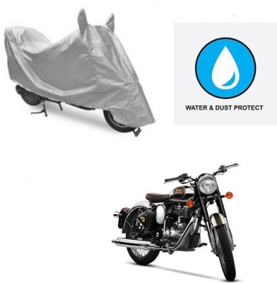 Atulit enterprises Two Wheeler Cover for Royal Enfield(Classic Chrome, Silver)