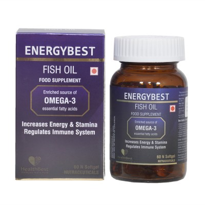 HealthBest EnergyBest Fish Oil Softgel capsules | Omega 3 | Increase Energy | 1000mg(60 No)