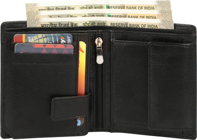Leder Street Men Travel, Casual, Evening/Party Black Genuine Leather Wallet(10 Card Slots)
