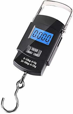 RAKHOPA Electronic Portable Hanging Weight Scale [50KG/110Lb] with Digital Blue Backlight LED Screen and Stainless Steel Fishing Hook (Black) Weighing Scale(Black)