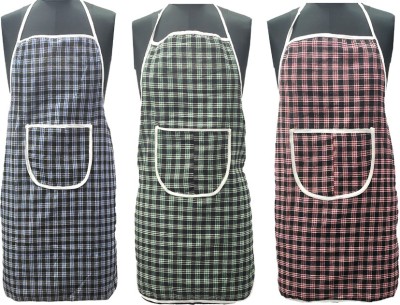 BHD Creations Cotton, Polyester Home Use Apron - Free Size(Black, Green, Maroon, Pack of 3)