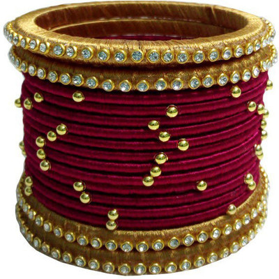 Blue jays hub Stone, Fabric, Plastic Bangle Set(Pack of 16)