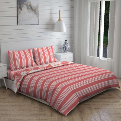 Boutique Living Cotton King Sized Bedding Set(Red, 1 Bedsheet with 1 Comforter and 2 Pillow Covers)