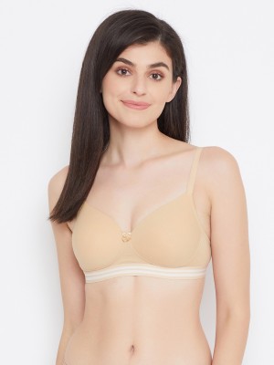 Clovia Women T-Shirt Lightly Padded Bra(Beige, White)