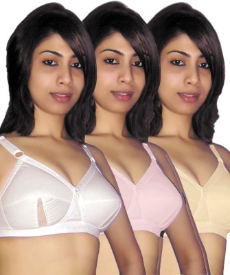 Selfcare Cotton Bra Full Coverage Women Full Coverage Non Padded Bra(White, Pink, Beige)