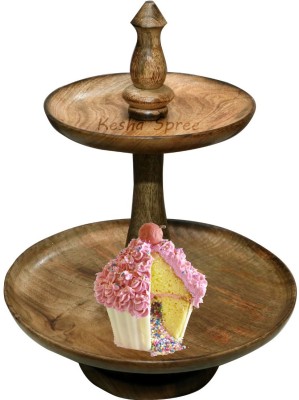 Kesha Spree Cake Cupcake & Dessert Stand, Cupcake Display Stand, Party Cupcake Tower - 11 Inch Diameter Wooden Cake Server(Brown, Pack of 1)