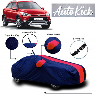 AutoKick Car Cover For Hyundai i20 Active (With Mirror Pockets)(Blue, Red)